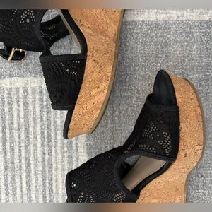 Fergalicous Black Lace Platform Sandals